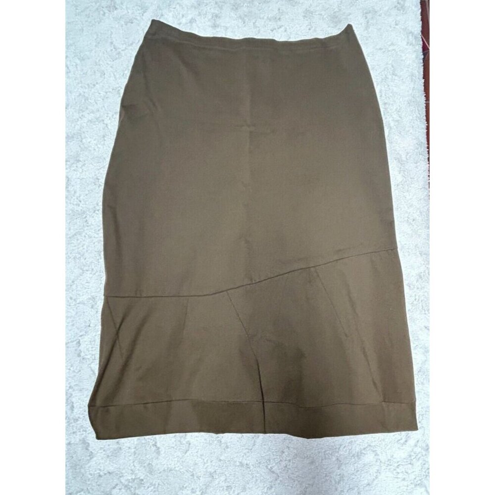 Lilith Women's A-Line Midi Skirt Size XL Cotton Blend Stretch Office Brown Lined